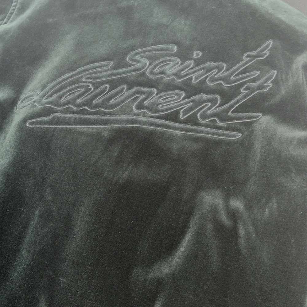 Saint Laurent Men's Velvet Logo Teddy Jacket - Picture 12 of 16